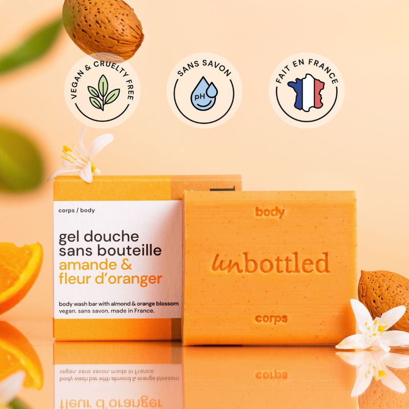 Gel Douche Sans Bouteille • Amande & Fleur d’Oranger