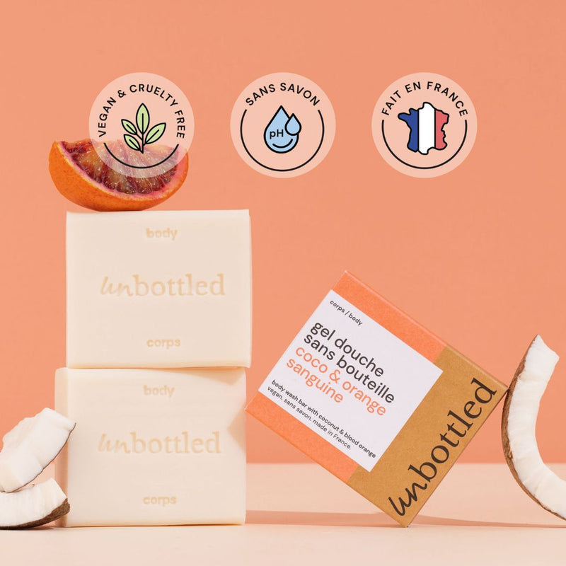 Gel Douche Sans Bouteille • Coco & Orange Sanguine